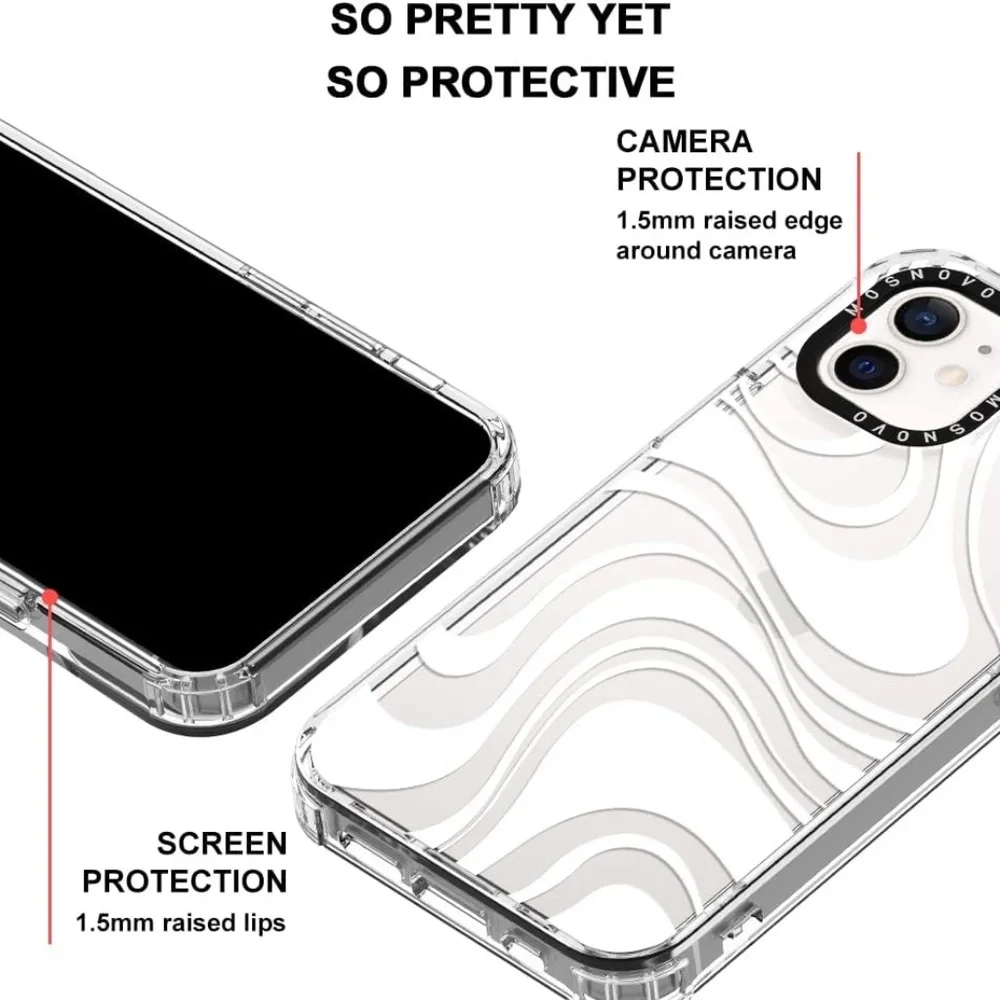 ✨4 /$15✨ MOSNOVO iPhone 12 Mini Case - TPU+PC Clear Slim Thin Cover white swirl